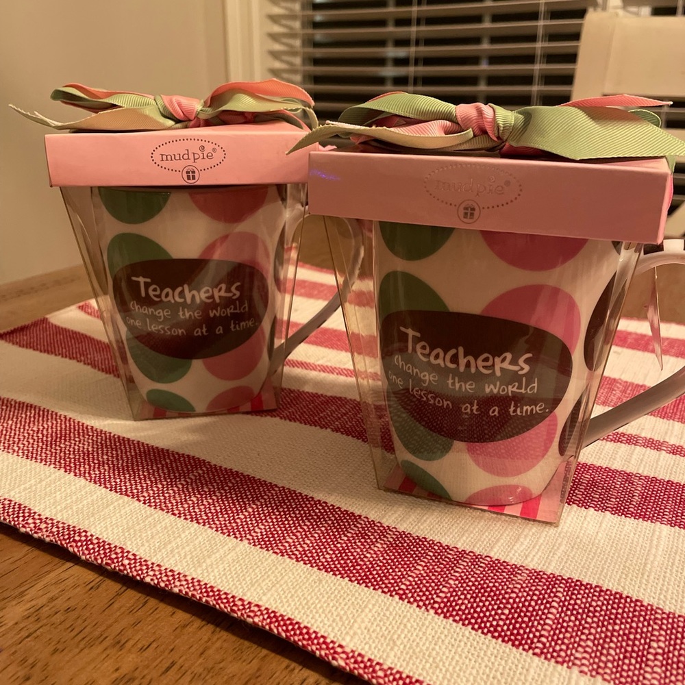 NWT “Teachers Change the World One Lesson at a Time” Mug set of 2